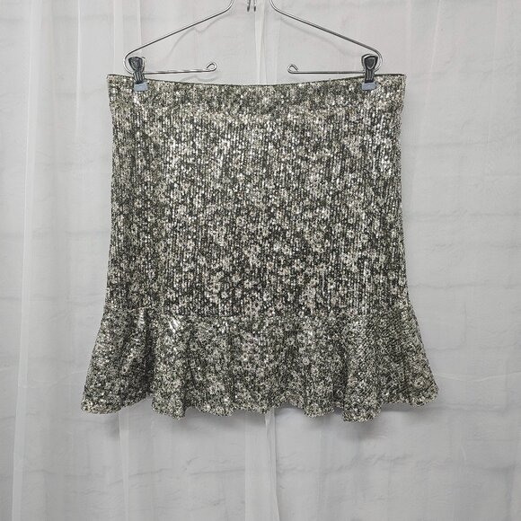 A Beautiful Soul Skirt Green Sequins Floral Mini Glam Club 36" - Picture 1 of 7
